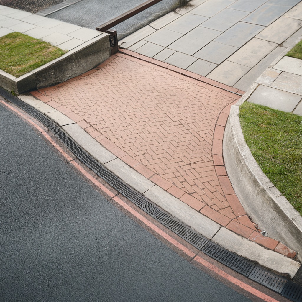 A photo showing a street with a bench and a fire hydra